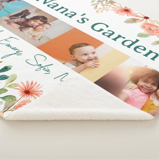 写真パーソナライズされたコラージュ奈々おばあちゃんの庭 シェルパブランケット (3/4)