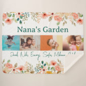 写真パーソナライズされたコラージュ奈々おばあちゃんの庭 シェルパブランケット (正面(横))
