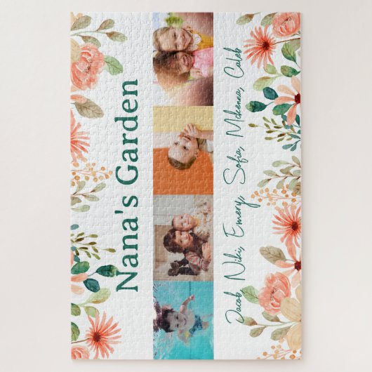写真パーソナライズされたコラージュ奈々おばあちゃんの庭 ジグソーパズル (縦)