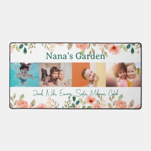 写真パーソナライズされたコラージュ奈々おばあちゃんの庭 デスクマット (正面)