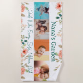 写真パーソナライズされたコラージュ奈々おばあちゃんの庭 ビーチタオル (正面)