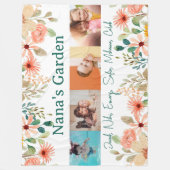 写真パーソナライズされたコラージュ奈々おばあちゃんの庭 フリースブランケット (正面)