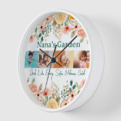 写真パーソナライズされたコラージュ奈々おばあちゃんの庭 壁時計 (傾斜)