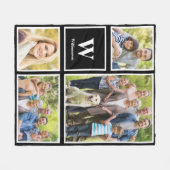 写真パーソナライズされたコラージュ家族モノグラム フリースブランケット (正面(横))