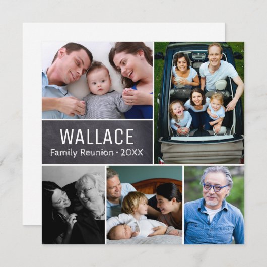 写真パーソナライズされたコラージュ家族懇親会 招待状 (正面/裏面)