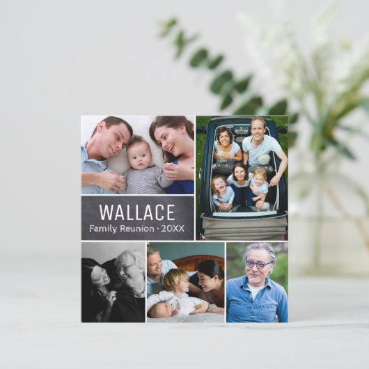 写真パーソナライズされたコラージュ家族懇親会 招待状 (スタンド正面)