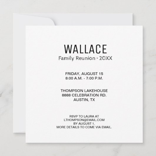 写真パーソナライズされたコラージュ家族懇親会 招待状 (裏面)