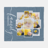 写真パーソナライズされたコラージュ家族設立9 フリースブランケット (正面(横))