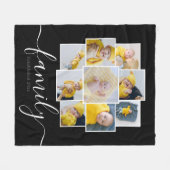 写真パーソナライズされたコラージュ家族設立9 フリースブランケット (正面(横))