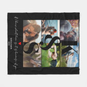 写真パーソナライズされたコラージュ新婚ギフトカップル フリースブランケット (正面(横))