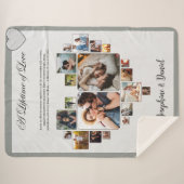 写真パーソナライズされたコラージュ毛布の記念日 シェルパブランケット (正面(横))