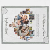 写真パーソナライズされたコラージュ毛布の記念日 フリースブランケット (正面(横))