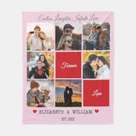 写真パーソナライズされたコラージュ毛布 – ピンク版 フリースブランケット