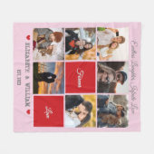 写真パーソナライズされたコラージュ毛布 – ピンク版 フリースブランケット (正面(横))
