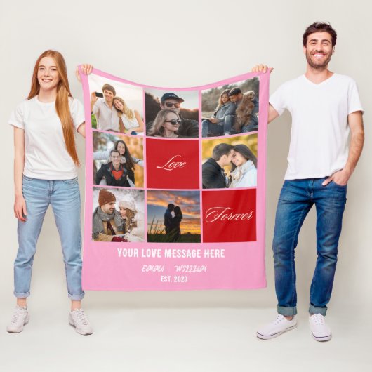 写真パーソナライズされたコラージュ毛布 – ロマンチックな贈り物 フリースブランケット (インサイチュ)