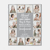 写真パーソナライズされたコラージュ祖父母 フリースブランケット (正面)