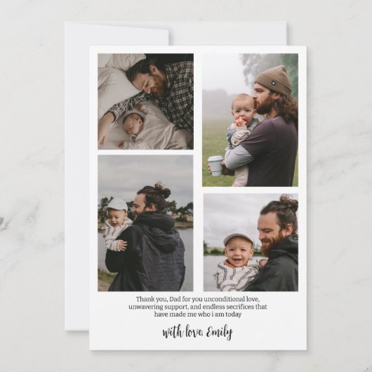 写真パーソナライズされたコラージュ第一父の日 招待状 (裏面)