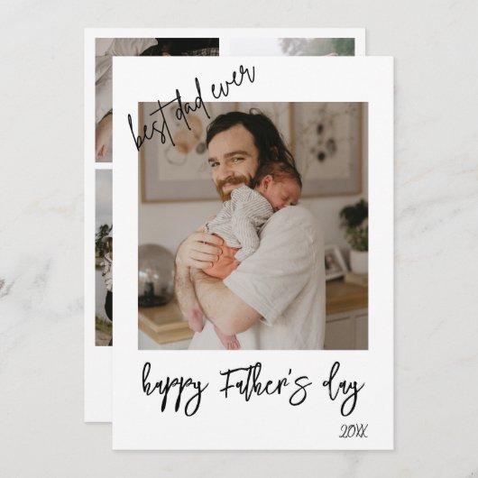 写真パーソナライズされたコラージュ第一父の日 招待状 (正面/裏面)
