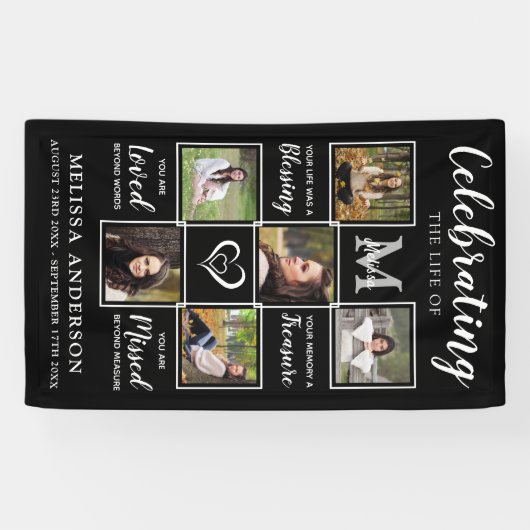 写真パーソナライズされたコラージュ記念葬儀場 横断幕 (横)