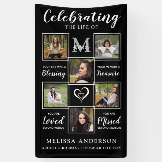 写真パーソナライズされたコラージュ記念葬儀場 横断幕 (縦)