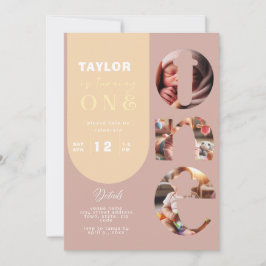 写真パーソナライズされたコラージュ1歳招待状 招待状