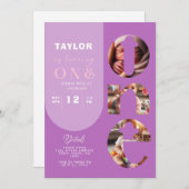 写真パーソナライズされたコラージュ1歳招待状 招待状 (正面/裏面)