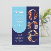 写真パーソナライズされたコラージュ1歳招待状 招待状 (スタンド正面)