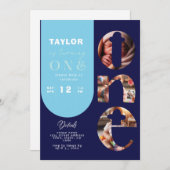 写真パーソナライズされたコラージュ1歳招待状 招待状 (正面/裏面)