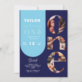 写真パーソナライズされたコラージュ1歳招待状 招待状