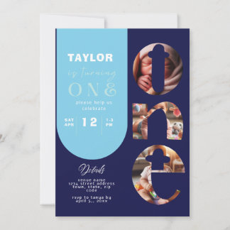 写真パーソナライズされたコラージュ1歳招待状 招待状