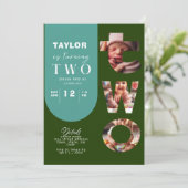 写真パーソナライズされたコラージュ2回目の誕生日招待状 招待状 (スタンド正面)