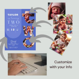 写真パーソナライズされたコラージュ2回目の誕生日招待状 招待状