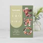 写真パーソナライズされたコラージュ2回目の誕生日招待状 招待状 (スタンド正面)