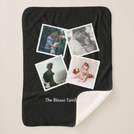 写真パーソナライズされたコラージュ4枚の写真 シェルパブランケット