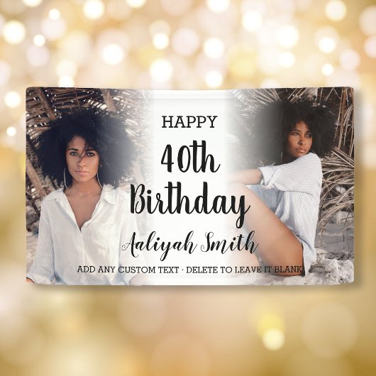 写真パーソナライズされたコラージュ40歳の誕生日パーティー 横断幕