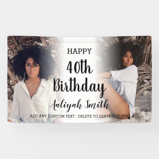 写真パーソナライズされたコラージュ40歳の誕生日パーティー 横断幕 (横)