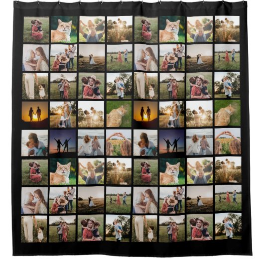 写真パーソナライズされたコラージュ シャワーカーテン (正面)