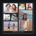 写真パーソナライズされたコラージュ スクエア壁時計<br><div class="desc">自分の文字をデザインに簡単 – 背景と文字の色を変更クリックカスタマイズ-簡単は時間の平和を作るsakeを作成保する</div>