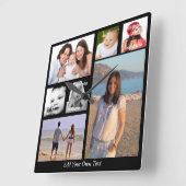 写真パーソナライズされたコラージュ スクエア壁時計 (傾斜)