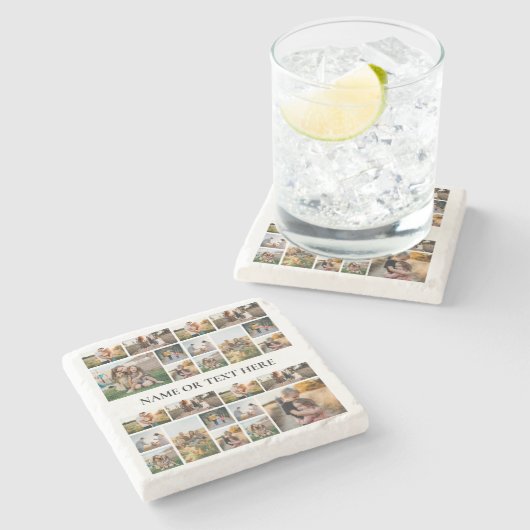 写真パーソナライズされたコラージュ ストーンコースター (横)