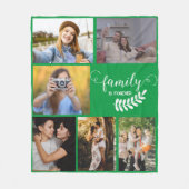写真パーソナライズされたコラージュ、美しいファミリーグリーン フリースブランケット (正面)