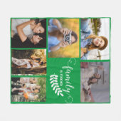 写真パーソナライズされたコラージュ、美しいファミリーグリーン フリースブランケット (正面(横))