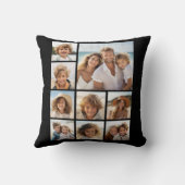 写真パーソナライズされたコラージュ – 9枚の写真(黒) クッション (裏面)