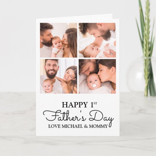 写真パーソナライズされたコラージュHappy First Faters Day カード (正面)