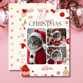 写真パーソナライズされたコラージュmeowy christmas 3枚 シーズンカード