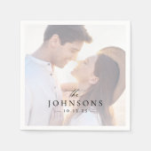 写真パーソナライズされたシンプルのナ結婚プキン スタンダードカクテルナプキン (正面)