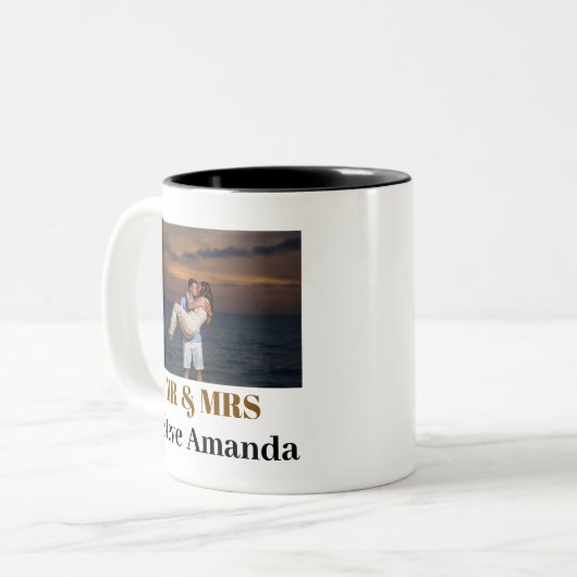 写真パーソナライズされたシンプルモダンスタイリッシュ ツートーンマグカップ (正面左)