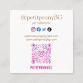 写真パーソナライズされたスキャン可能QRコード スクエア名刺 (裏面)