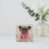 写真パーソナライズされたスキャン可能QRコード スクエア名刺 (スタンド正面)