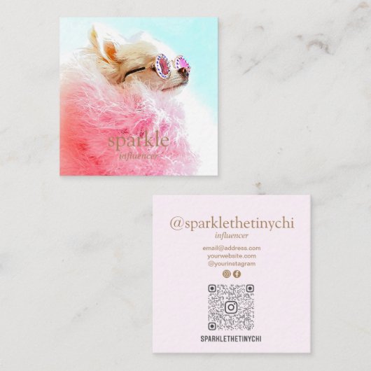 写真パーソナライズされたスキャン可能QRコード スクエア名刺 (正面/裏面)